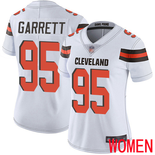Cleveland Browns Myles Garrett Women White Limited Jersey #95 NFL Football Road Vapor Untouchable